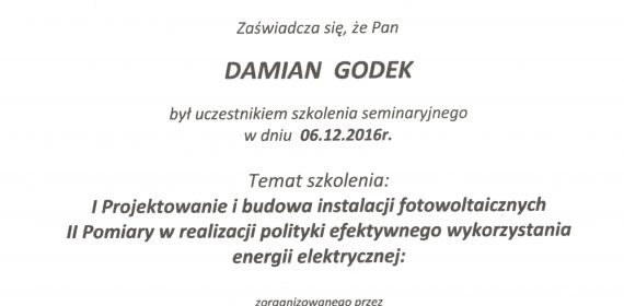 Certyfikaty i zaświadczenia - kompetencje pracowników - ORKANUM ENERGIA