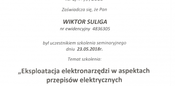 Certyfikaty i zaswiadczenia - kompetencje pracownikow - ORKANUM ENERGIA