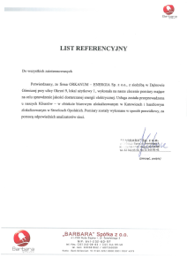 Referencje i polecenia - potwierdzenia jakości - ORKANUM - ENERGIA